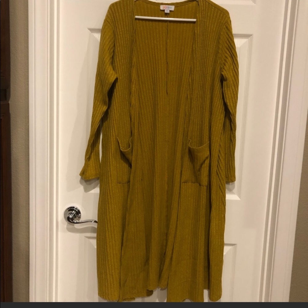 LulaRoe Long Mustard Knit Cardigan